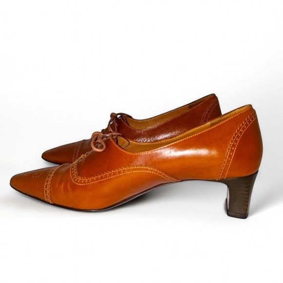 Women's Brooks Brothers Brown Polished Leather Heels Women's Size 7 - Picture 1 of 13